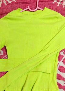 Neon Green Ribbed Long Sleeve
