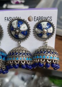BRAND NEW Amrapali Enameled German Silver Jhumka