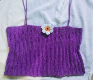 Purple Crochet Flower Tank Top