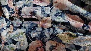 Falred Cute Leafprint Pink Blue Midi Dress
