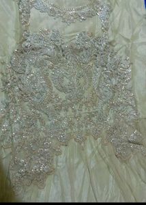 New Sage Green Gold Sequin Embroidered Fabric