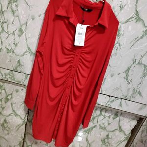 Red Mini Shirt Dress