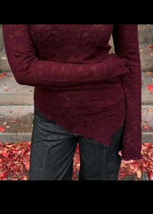 Burgundy Lace Long Sleeve Top