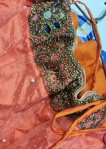 Lehenge Choli Orenge Xxl Size Margin Hai Andar And