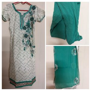 Teal & Silver Salwar Kameez