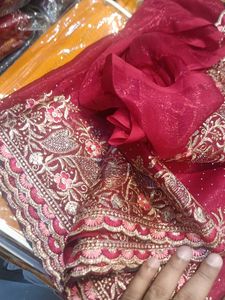 Maroon Embroidered Saree