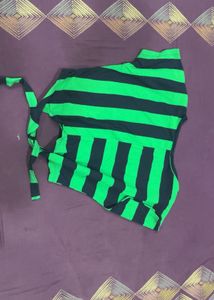 Striped Tie-Front Top