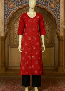 🇳🇿💫❤️Red Printed Kurti Elegant Work