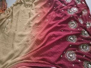 Red &amp; Gold Embellished Saree