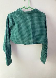 Green Plaid Cropped Top
