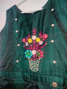 Green Embroidered Dress
