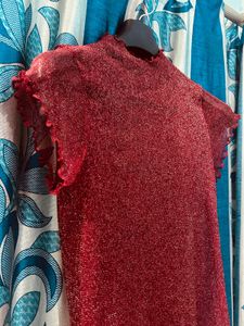 Hot Chick Red Mesh Sparkle Top❤️✨⭐️