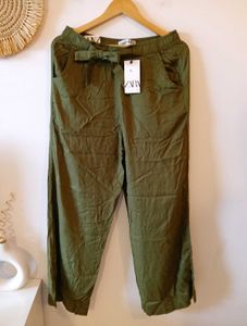 Zara Olive Green Casual Trousers