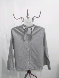 Stripy Back Tie Button Up Top