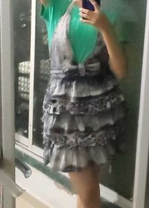 Y2K Vintage Halter Ruffled Leopard Print Dress
