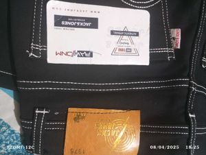 Black Cargo Pants with White Stitching