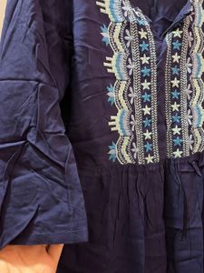 Embroidered Navy Blouse