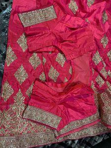 elegant pink ang gold saree