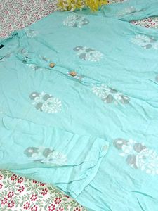 💙 Aqua Blue Printed Kurti 💙