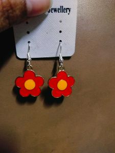 Red Flower Power Earrings