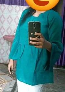 YASH GALLERY Casual Bell Sleeves Solid Women Blue
