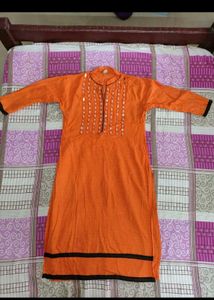 Orange Embroidered Kurta