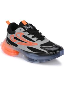 Sporty Black Grey Orange Athletic Sneakers