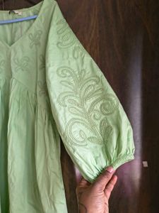 Pista Green Embroidered Dress I Max