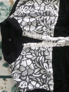 Beautiful Black Chikankari Kurti With Printed Work.