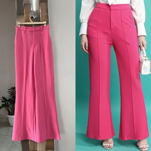 Pink Stretchable Highwaist Korean Trousers