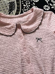Cute Pink Peter Pan Collar Top