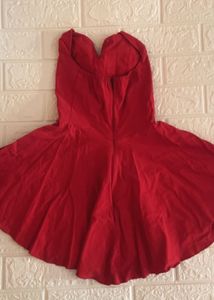 Chic Red Bodice ruffle detail Dress