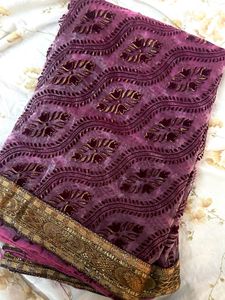 Velvet Printed Net saree✨