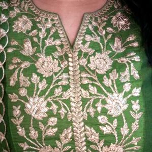Olive Green Embroidered Salwar Kameez