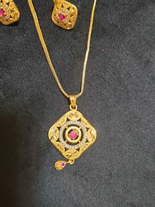 2K Gold Polish Pendant Set With Chain 02