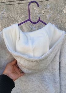 Grey fleece hooded jacket