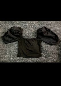 Cotton Sleev Rib Crop Top