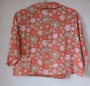 Floral Print CropShirt With Crop Top