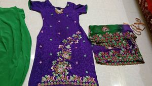 Beautiful Purple Embroidered Dress Material