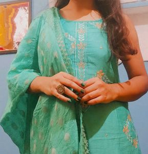 Teal Embroidered Salwar Kameez