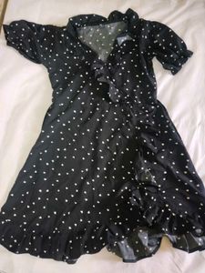 Ruffled Hem Black Dress