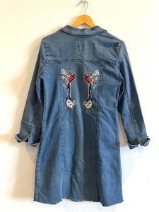 Embroidered Denim Shirt Dress/Jacket