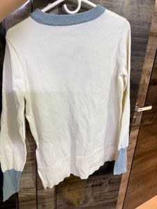White &amp; Blue Trim Sweater