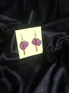 Purple Flower Dangle Earrings