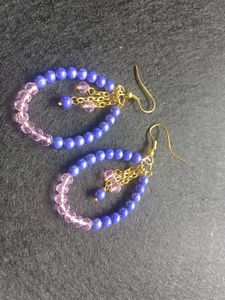 Chic Blue &amp; Pink Beaded Dangle Earring