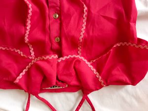Ruffled Cross Back Crop Top