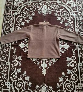 Imported Brown cropped Zip Jacket