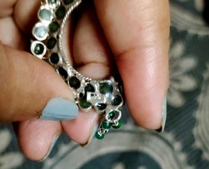 Sterling Silver|92.5| Nath With Green Onyx