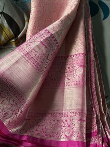 Pink Banarasi Saree With out Blouse