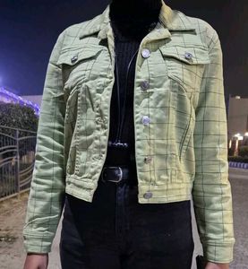 Stylish Checked Denim Jacket